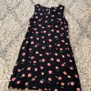 GAP Black Floral Print Sleeveless Keyhole Dress size Medium